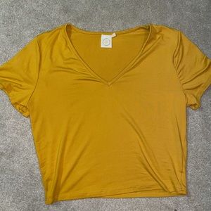 Live in the Moment Gold Yellow V-Neck Crop M